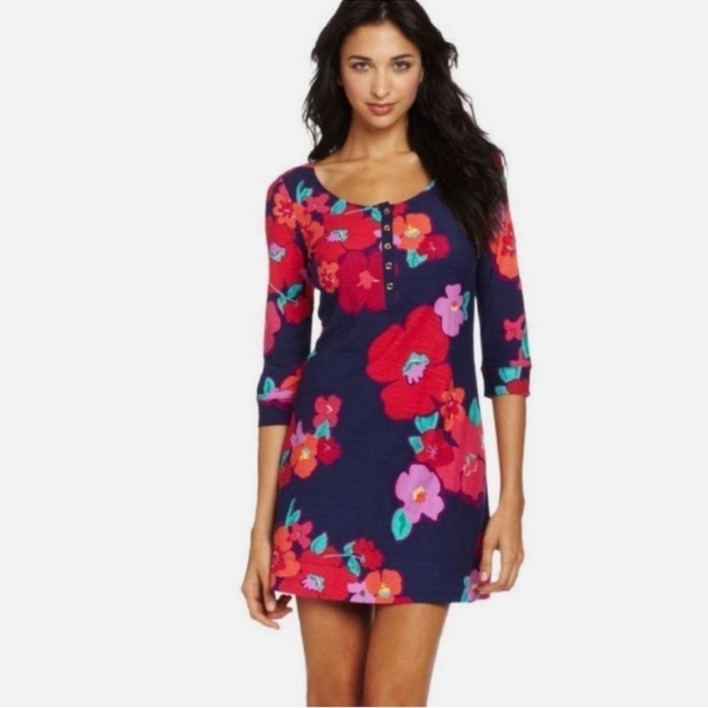 Lilly Pulitzer Navy Dress with Red and Pink Floral